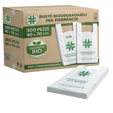 Buste Biodegradabili Compostabili per Farmacia 40x70 cm confezione da 300 pz