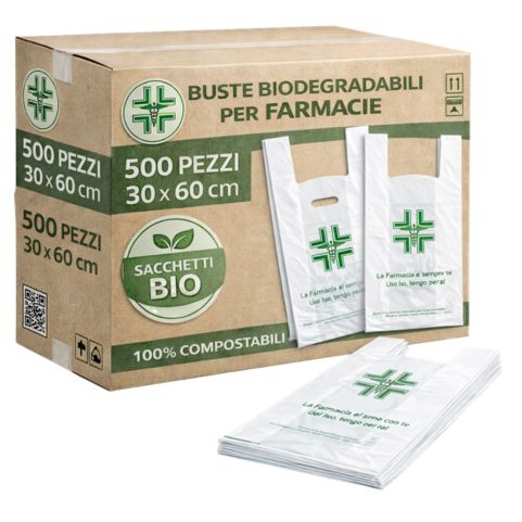 Buste Biodegradabili Compostabili per Farmacia 30x60 cm confezione da 500 pz
