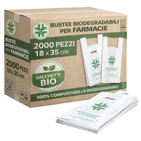Buste Biodegradabili Compostabili per Farmacia 18×35 cm confezione da 2000pz