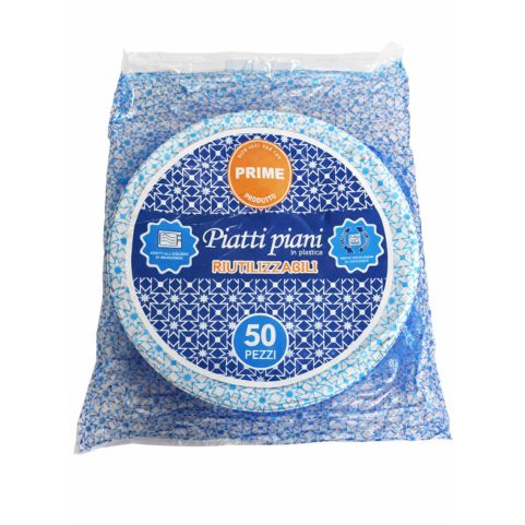 Prime Piatti Piani Bianchi Riutilizzabili ø 21 cm 50 pz