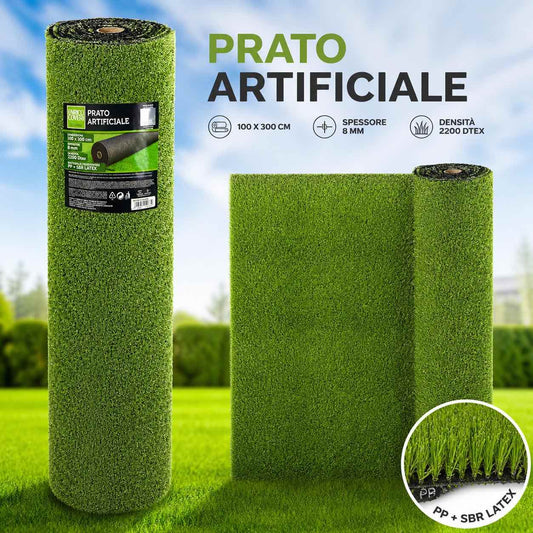 Prato Sintetico Artificiale 1x3 m Effetto Naturale Resistente UV per Esterno 8mm