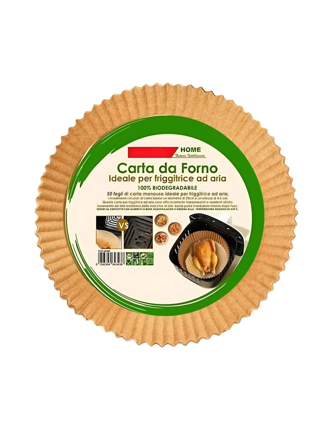 Movida Set 50 Pezzi Carta Friggitrice Ad Aria e Carta Forno Tonda 16x4.5 cm