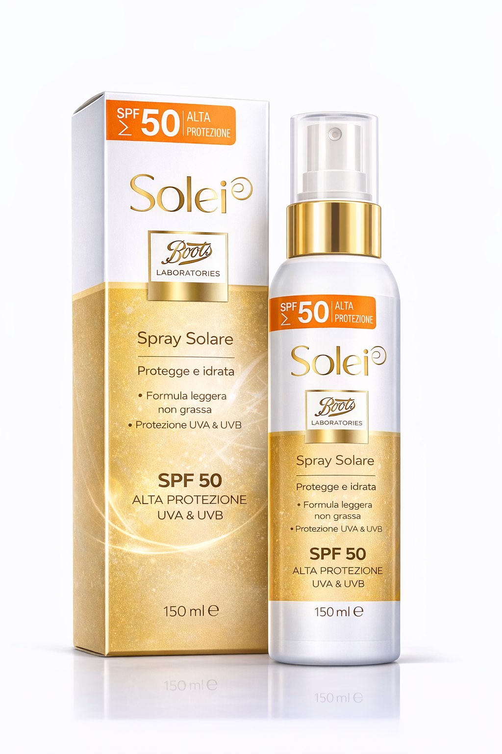 Boots Laboratories Solei Spray Solare SPF 50 Alta Protezione UVA UVB 150 ml