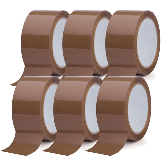 6 Pezzi di Nastro Adesivo Avana per pacchi 50x66 mt