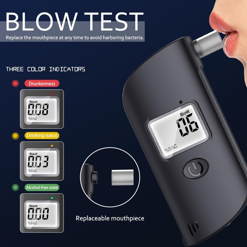 Rebirth20 Etilometro Digitale Mr689 portatile Alcol Test con torcia led