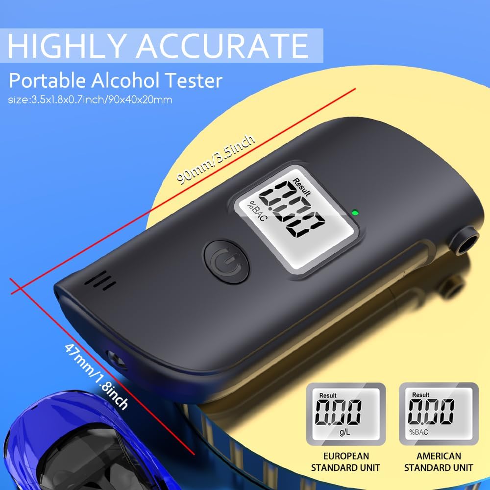 Rebirth20 Etilometro Digitale Mr689 portatile Alcol Test con torcia led