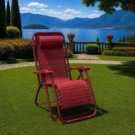 Sedia Sdraio Zero Gravity pieghevole in accaio Colore Bordeaux