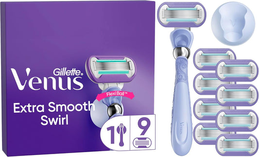 Gillette Venus Deluxe Rasoio Donna Smooth Swirl 1 Manico e 9 Lamette ricambio