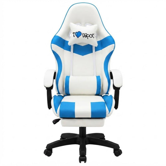 Sedia Gaming Ergonomica Reclinabile con Poggiatesta I Love Napoli Bianco Azzuro