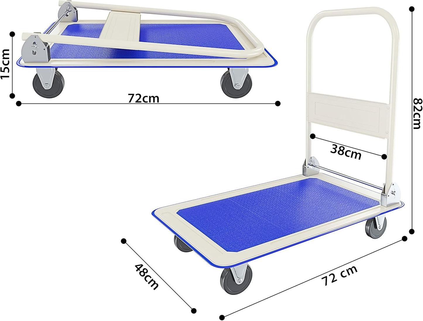 Carrello Richiudibile Pieghevole Tuttofare Portata 150 Kg Con 4 Ruote