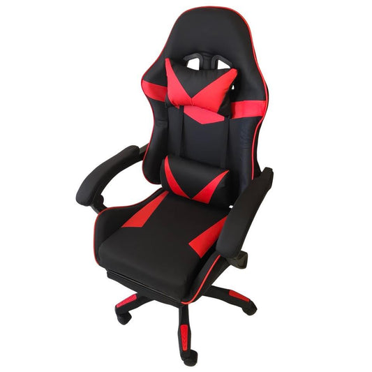 Sedia Gaming Ergonomica Reclinabile con Poggiatesta e Supporto Rossa e Nera