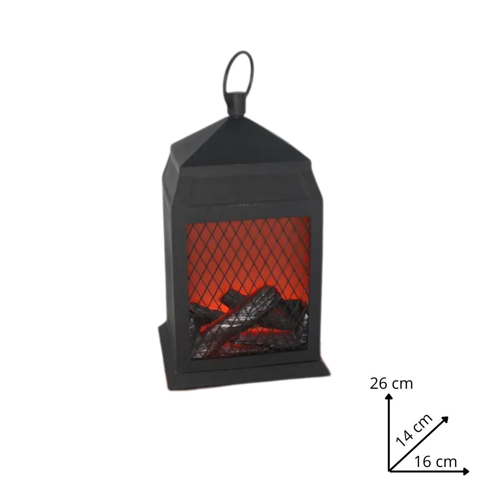 Lanterna Caminetto LED con Effetto Fiamma Realistica 26x14x16 cm Idea Regalo