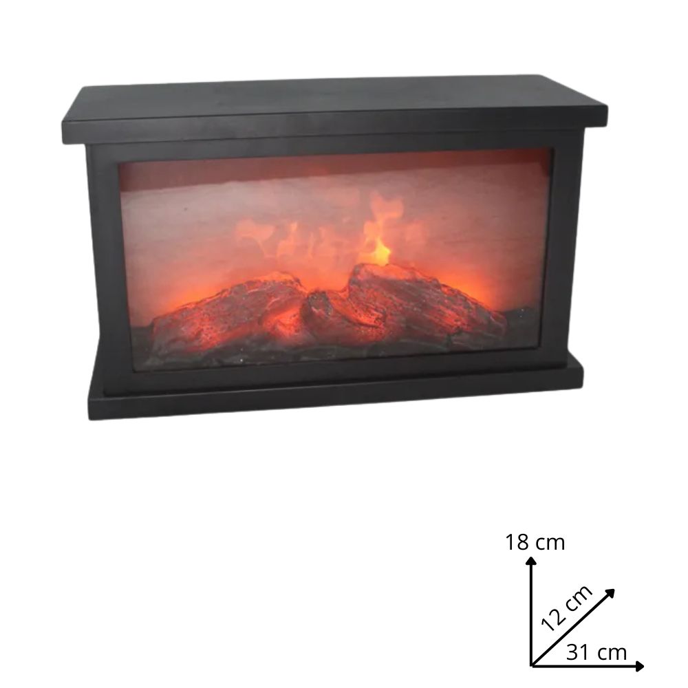 Lanterna Caminetto LED Effetto Fiamma Realistica 31x12x18 cm Idea Regalo
