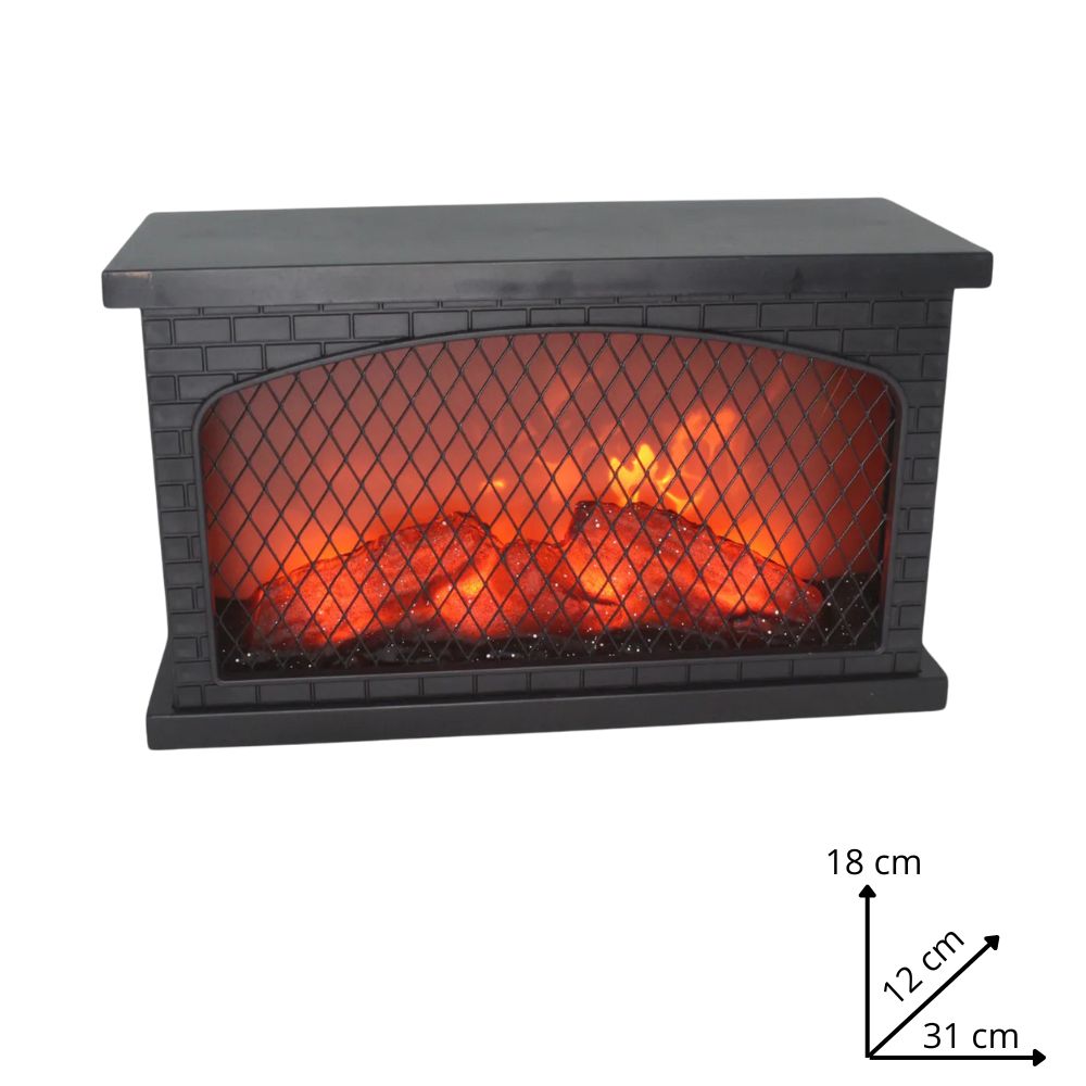 Lanterna Caminetto LED Rete Effetto Fiamma Realistica 31x12x18 cm Idea Regalo