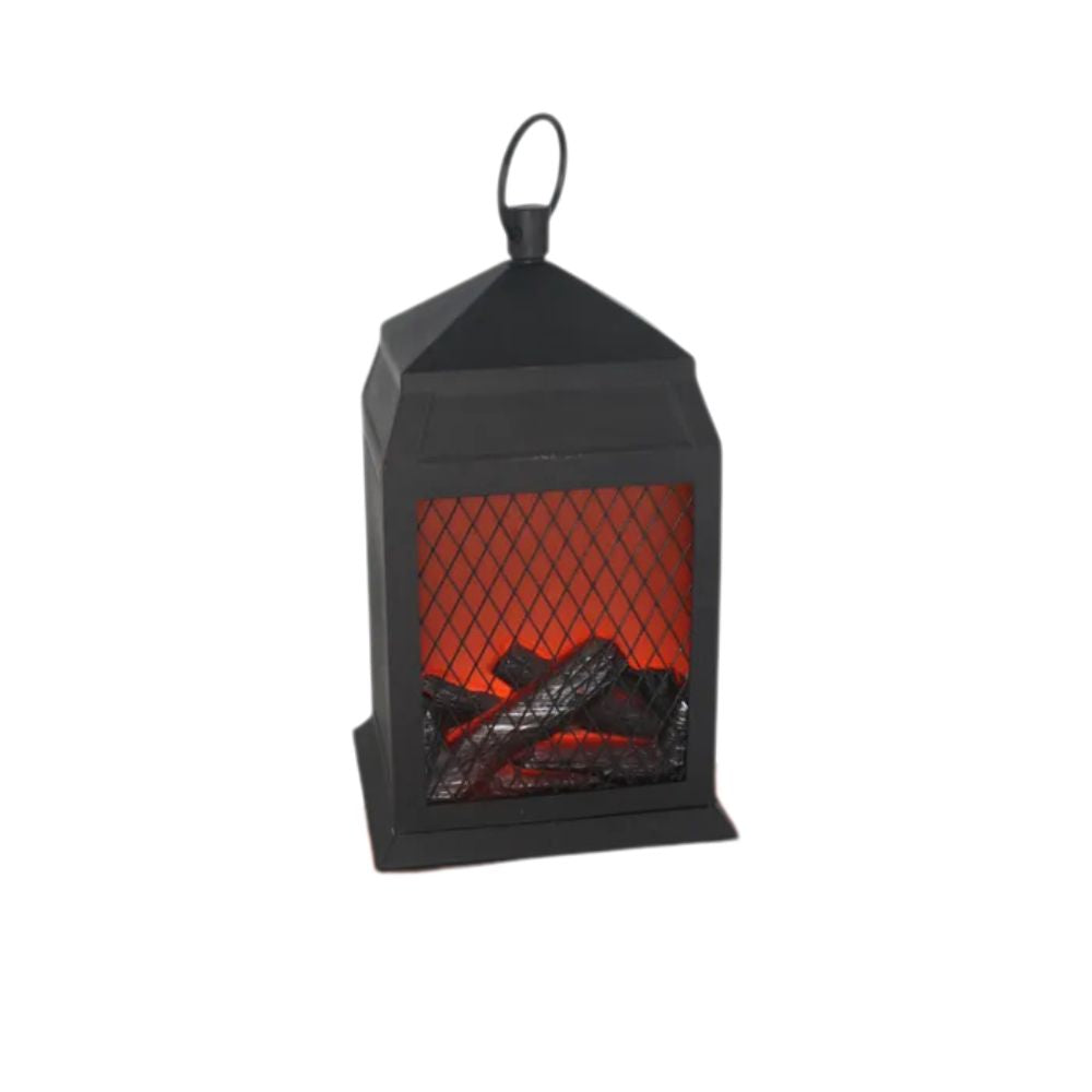Lanterna Caminetto LED con Effetto Fiamma Realistica 26x14x16 cm Idea Regalo