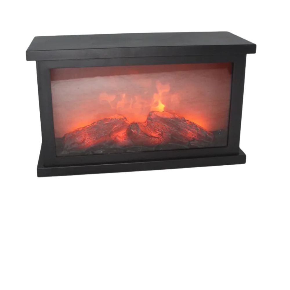 Lanterna Caminetto LED Effetto Fiamma Realistica 31x12x18 cm Idea Regalo