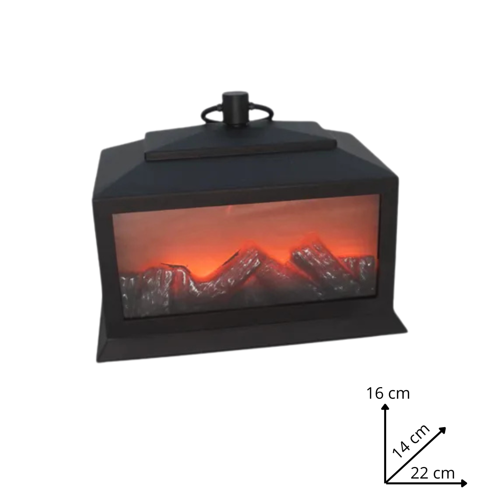 Lanterna Caminetto LED con Effetto Fiamma Realistica 22x14x16 cm Idea Regalo