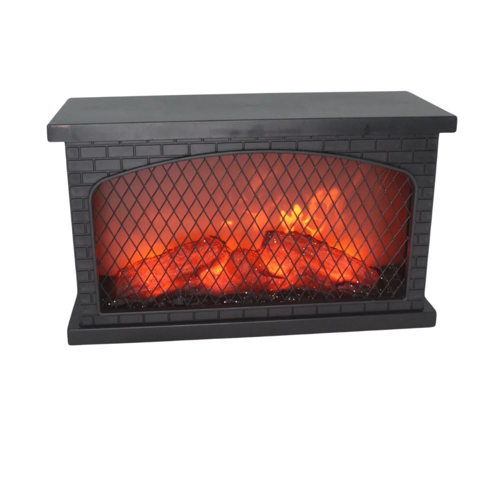 Lanterna Caminetto LED Rete Effetto Fiamma Realistica 31x12x18 cm Idea Regalo