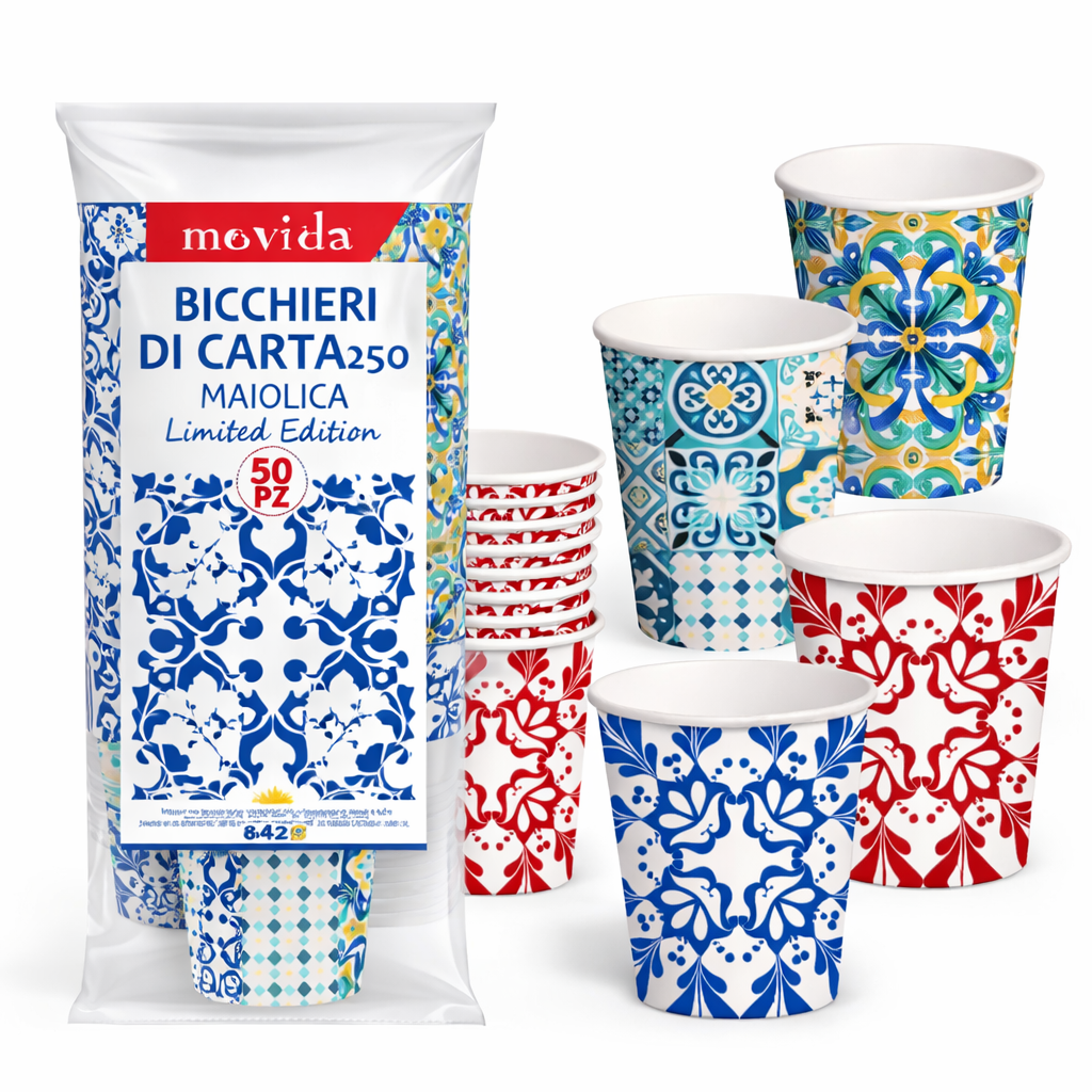 Movida Bicchieri carta Movida maiolica 250 ml x 50 pezzi