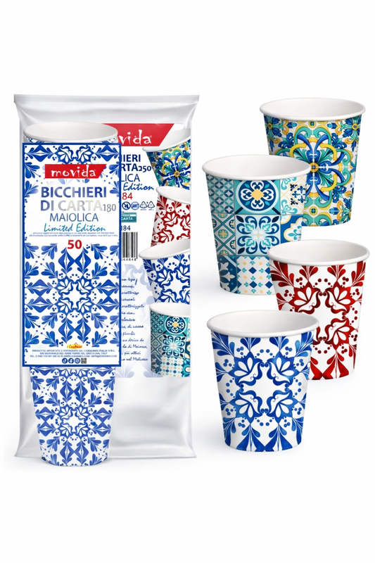Movida Bicchieri carta Movida maiolica 180 ml x 50 pezzi