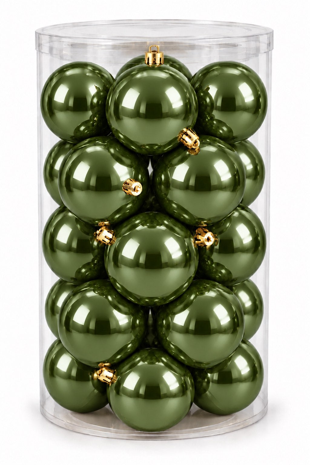 Box 16 Palle di Natale Colore Verde Foresta Lisce di 8 cm di diametro