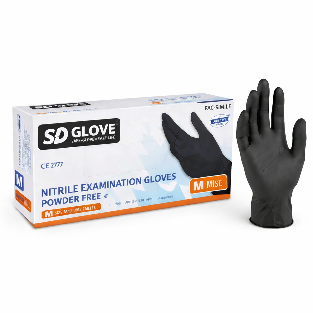 SD Glove Guanti in Nitrile Neri Senza Polvere TG M - Box da 100pz