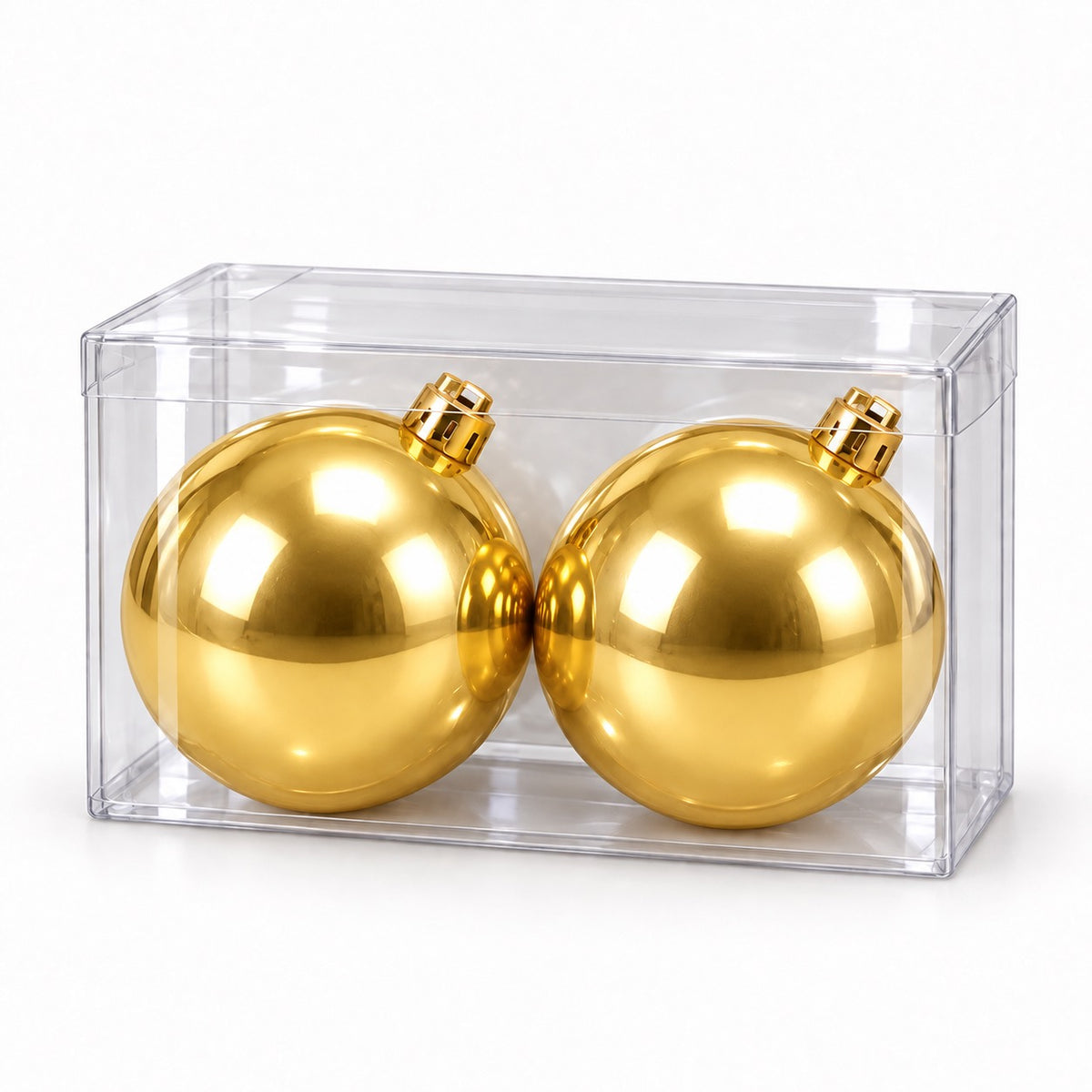 Box 2 Palle di Natale Colore Oro Metallizzato Lisce di 12 cm di diametro