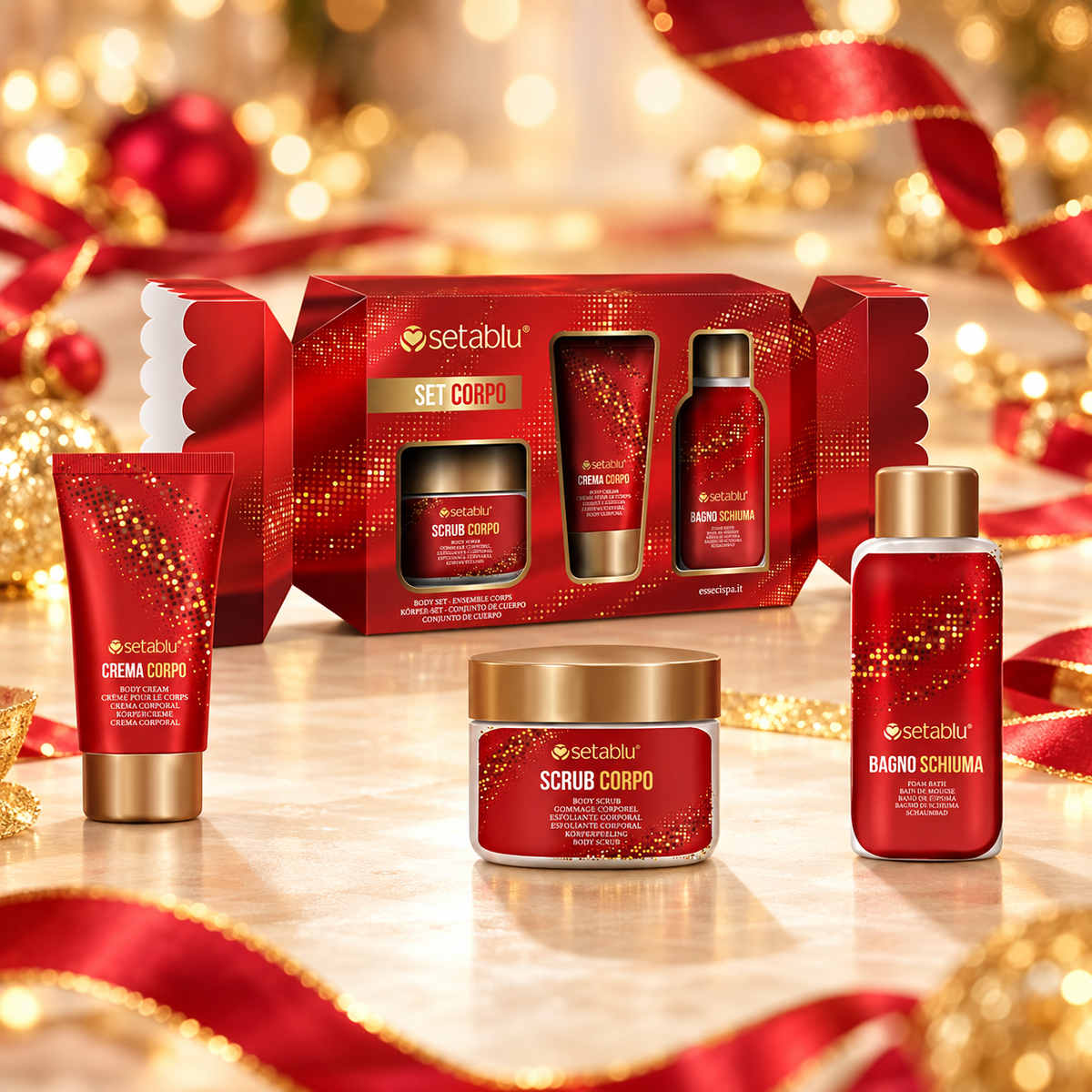 Set Corpo Scrub 100 ml + Crema Corpo + 50 ml + Bagno Schiuma 100 ml  Idea Regalo