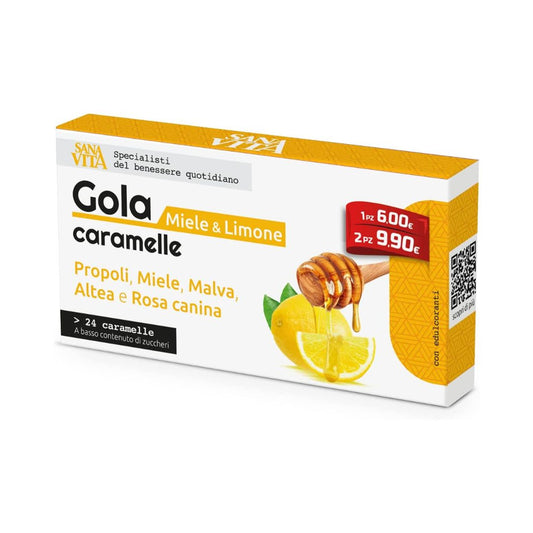 Sanavita Gola Limone Miele 24 Caramelle