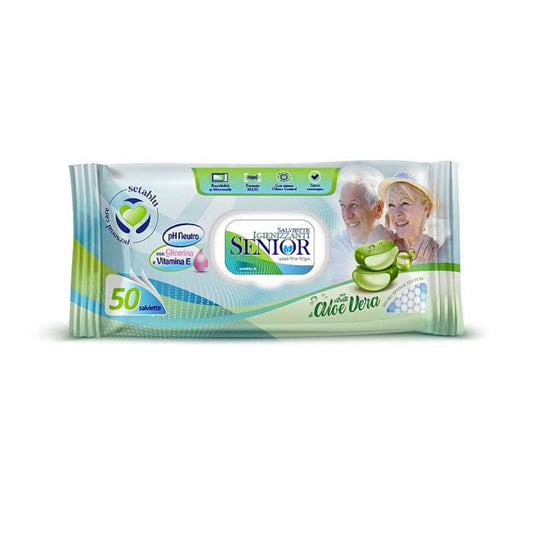 Setablu salviette igienizzanti senior con aloe vera 50 pezzi