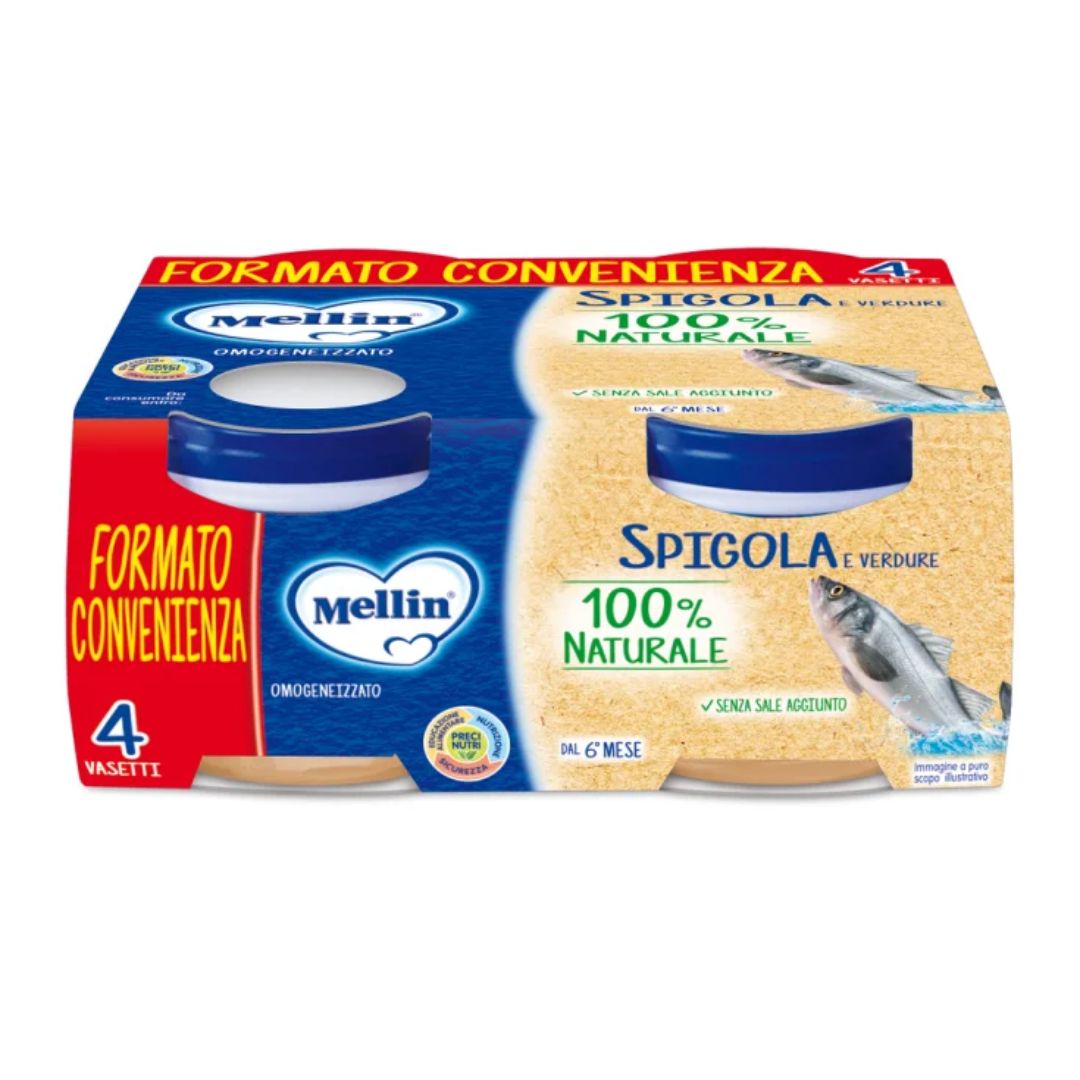 Mellin Omogeneizzato Spigola 100% Naturale 4x80g