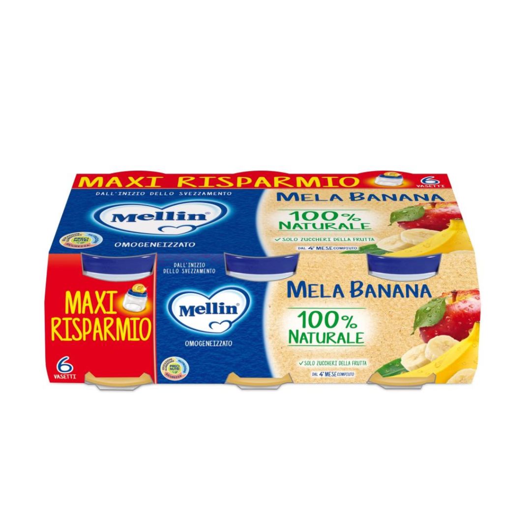 Mellin Omogeneizzato Mela Banana 100% Naturale 6x100g