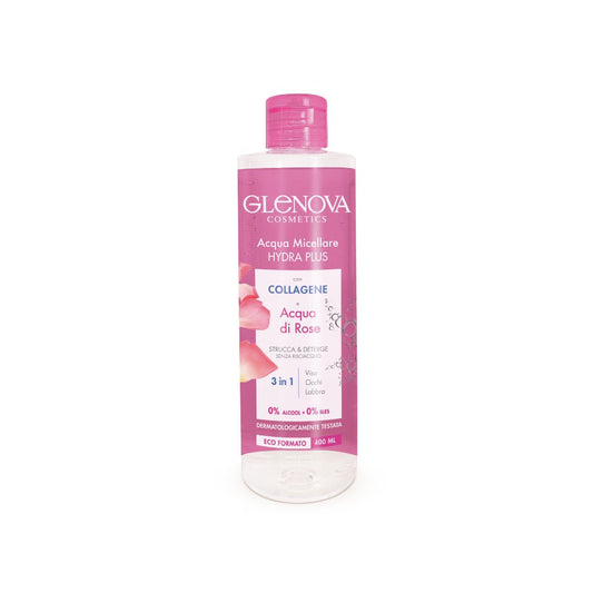 Glenova Acqua Micellare Hydra Plus con Collagene e Acqua di Rose 400ml