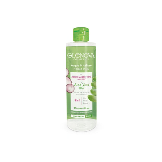 Glenova Acqua Micellare Hydra Plus con Acido Ialuronico e Aloe Vera Bio 400ml