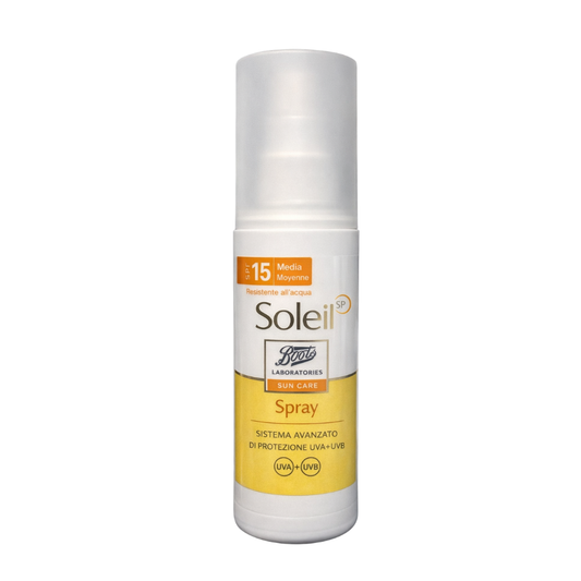 Boots Soleil Spray Solare SPF 15 Invisibile Protezione Media UVA/UVB 125 ml