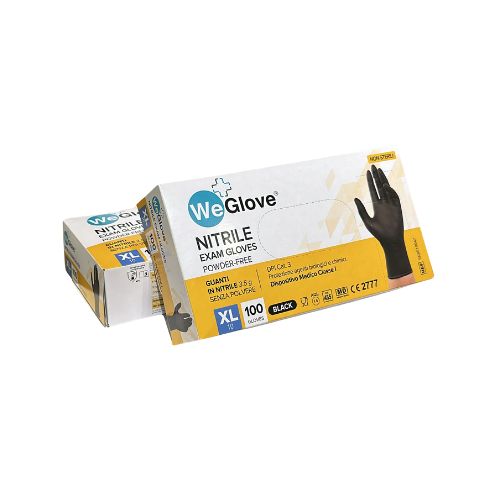 WeGlove Guanti in Nitrile Colore Nero Senza Polvere TG XL - Box da 100pz