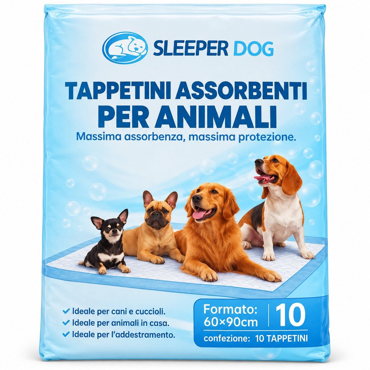 Sleeper Dog  Tappetini Assorbenti per Cani e Gatti 60 X 90 cm 10 Pezzi