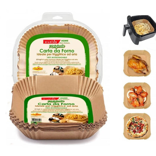 Movida Set 50 Pezzi Carta Friggitrice Ad Aria Quadrata