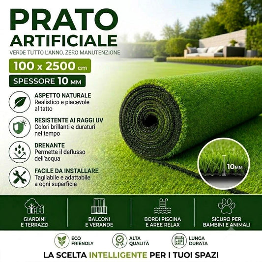 Prato Sintetico Artificiale 1x25 m Effetto Naturale Resistente UV per Esterno 8mm