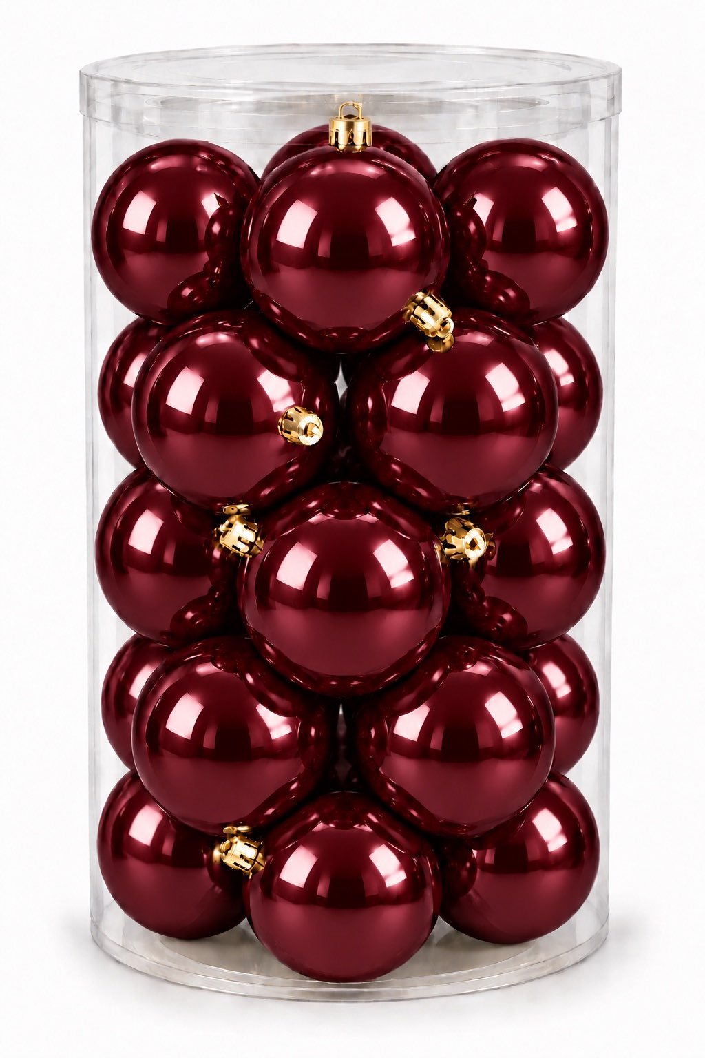 Box 16 Palle di Natale Colore Granata Lisce di 8 cm di diametro