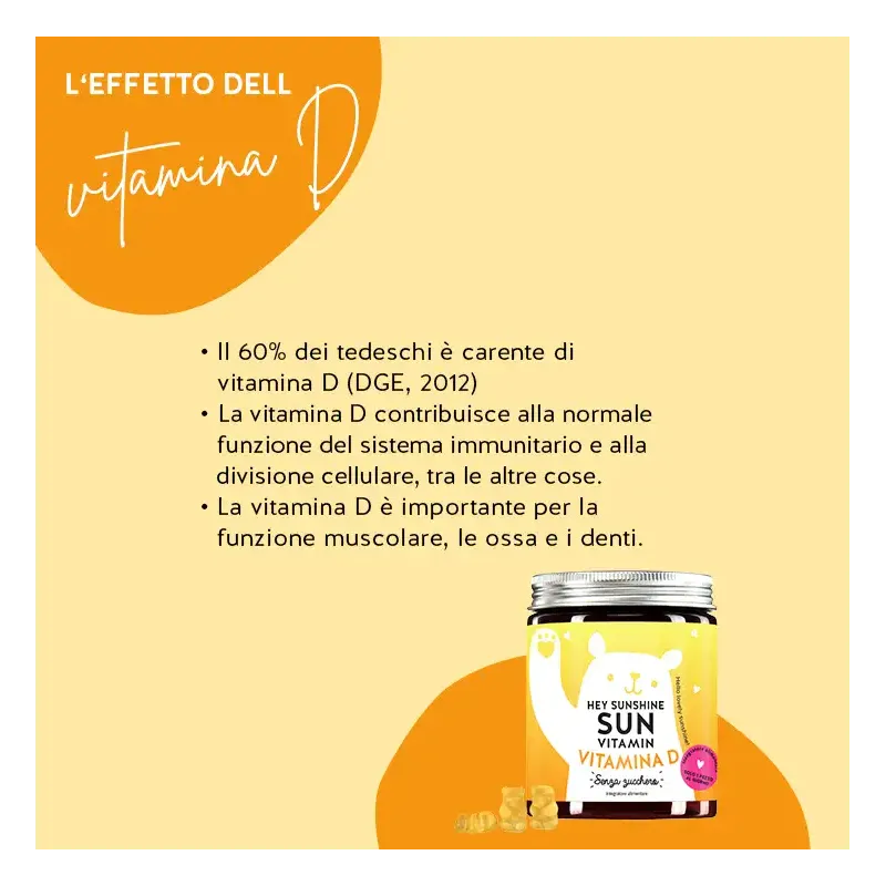 Hey Sunshine Sun Vitamina D Sistema Immunitario 45 Orsetti Gommosi Senza Zucchero
