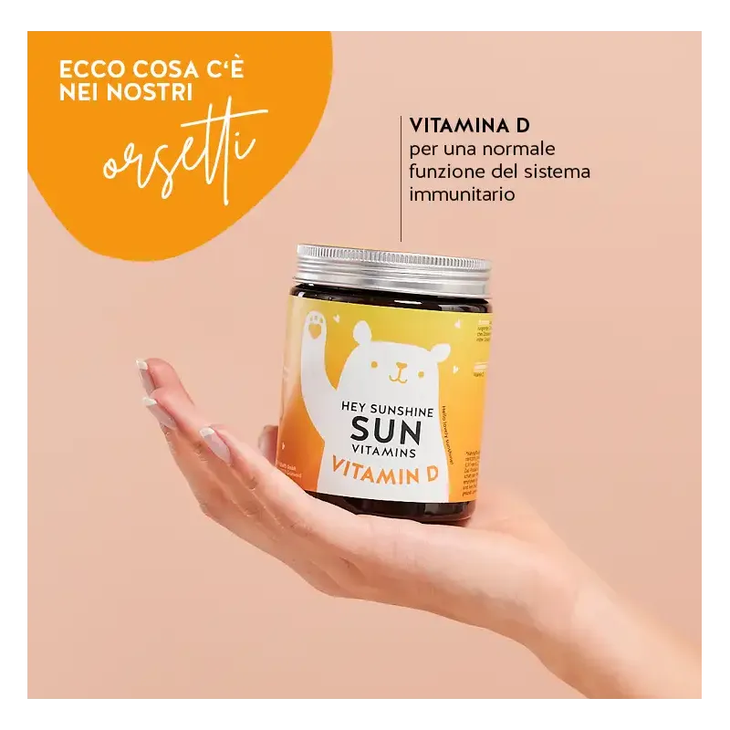 Hey Sunshine Sun Vitamina D Sistema Immunitario 45 Orsetti Gommosi Senza Zucchero