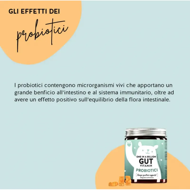 One in a Billion Gut Vitamin Probiotici per Intestino 45 Orsetti Gommosi