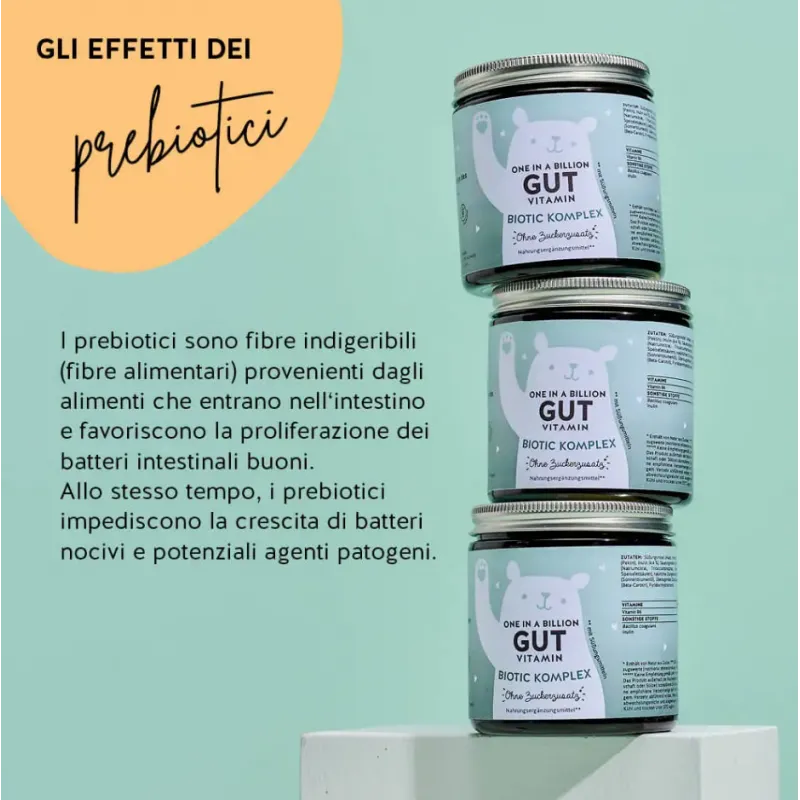 One in a Billion Gut Vitamin Probiotici per Intestino 45 Orsetti Gommosi