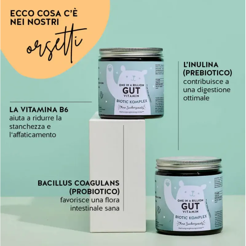One in a Billion Gut Vitamin Probiotici per Intestino 45 Orsetti Gommosi