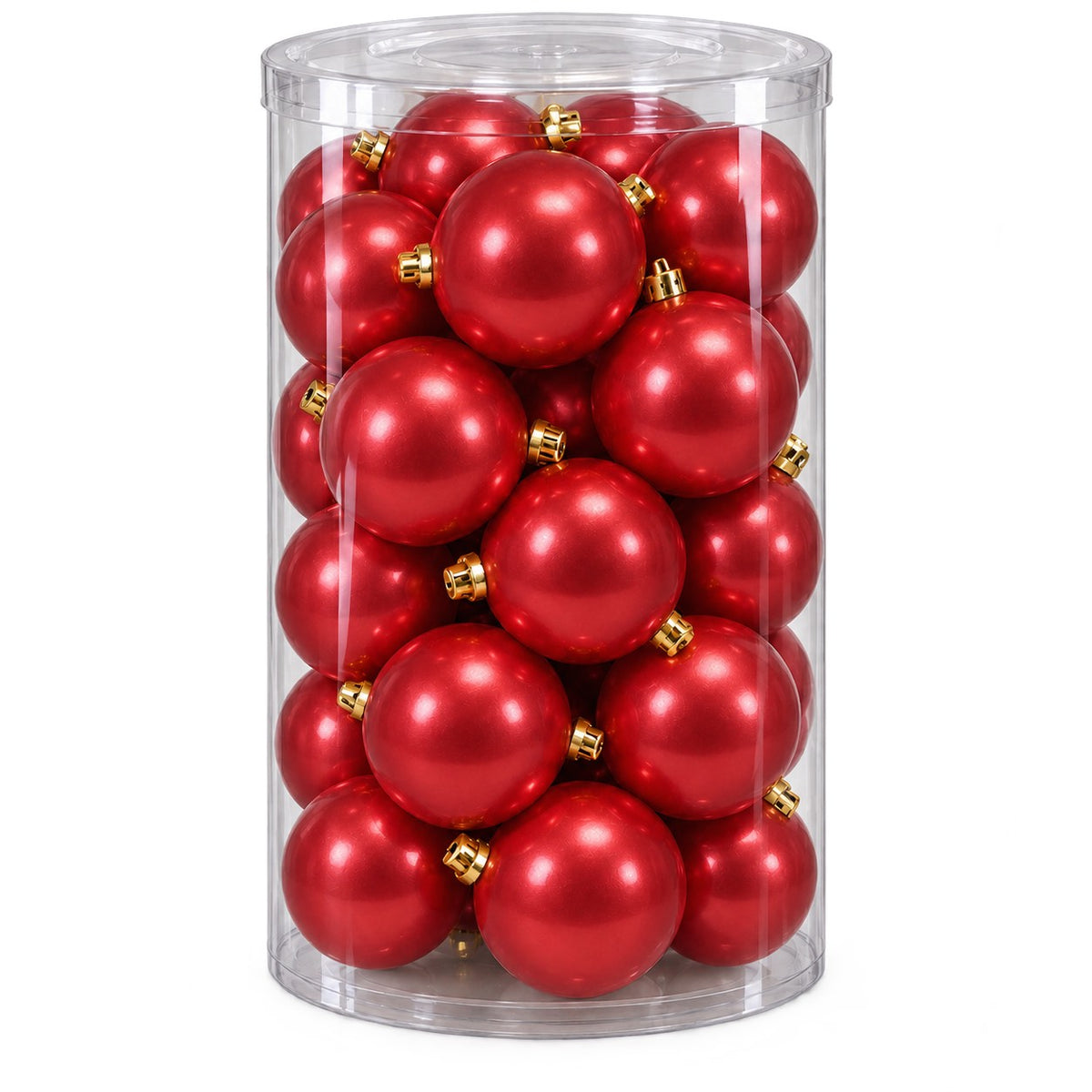 Box 12 Palle di Natale Colore Rosso Lisce di 10 cm di diametro