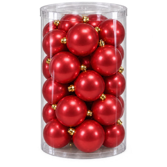 Box 12 Palle di Natale Colore Rosso Lisce di 10 cm di diametro