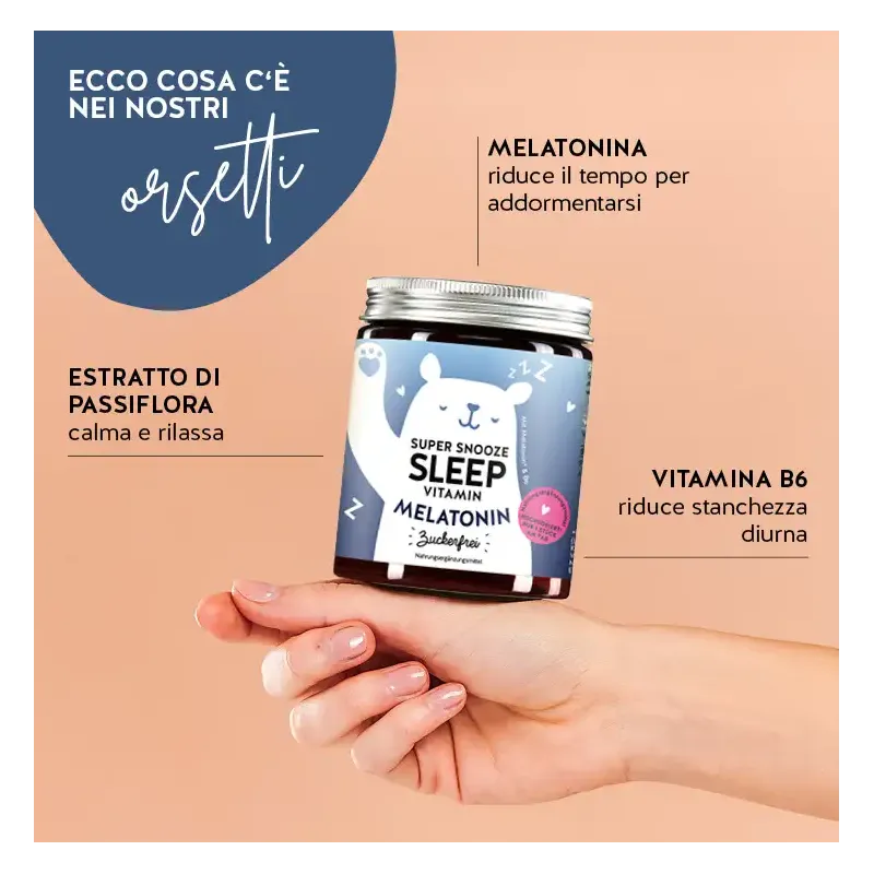 Super Snooze Sleep Vitamin Melatonina 45 Orsetti Gommosi Senza Zucchero